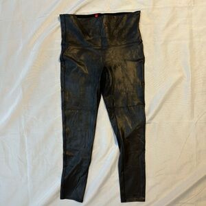 SPANX Leather-look Black Leggings - SZ XL